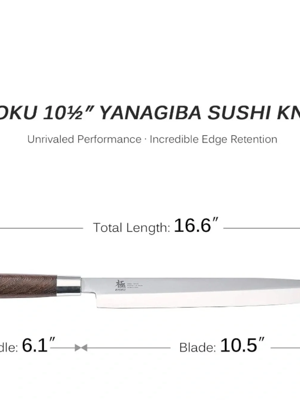 Samurai Series 10.5” High Carbon Japanese Steel Yanagiba Knife (In Box)